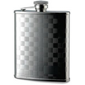 6 Oz. 2-Tone Stainless Steel Flask with Checkered Pattern & Rectangle Panel